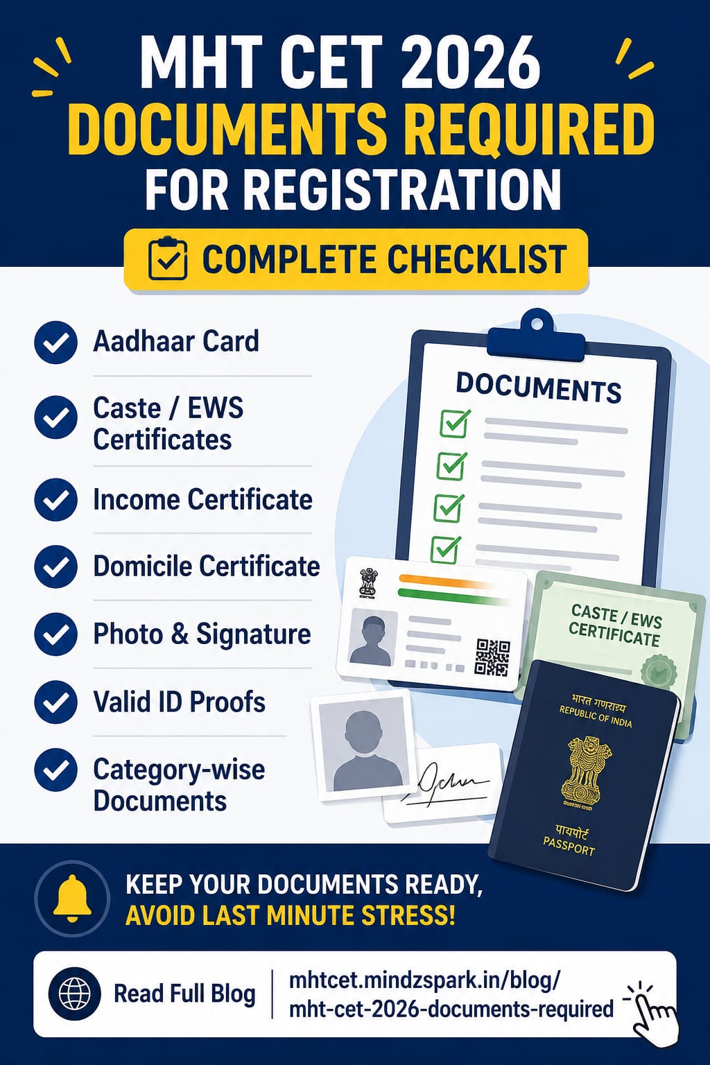 MHT-CET 2026 Engineering Admission Document Checklist – Complete Category-Wise Guide
