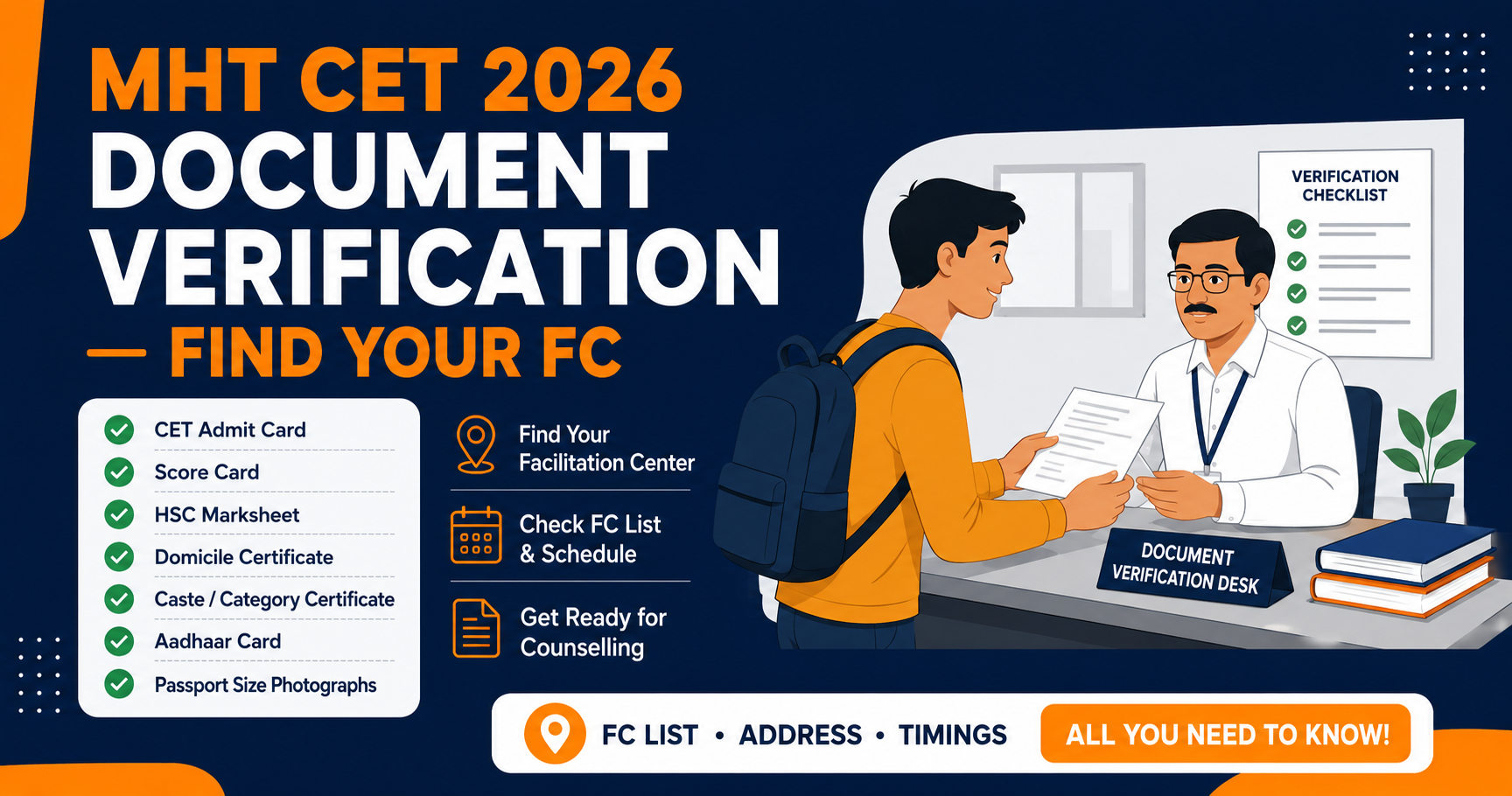 MHT CET 2026 Scrutiny Centers – District-Wise FC List, Documents to Carry & Complete Verification Guide